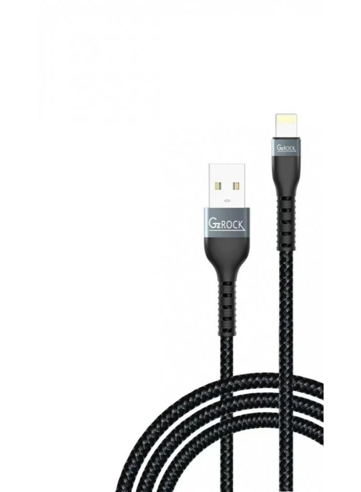 جي زد روك كيبل شحن ايفون USB بطول 1 متر (شحن سريع 3A – سلك نايلون مجدول مقاوم للقطع – نقل بيانات عالي السرعة – رأس معدني متين – متوافق مع أجهزة الآيفون – ضمان سنتين) - Image 1